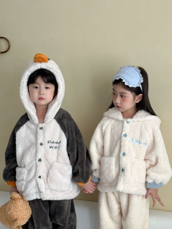 法蘭絨卡通企鵝居家服 