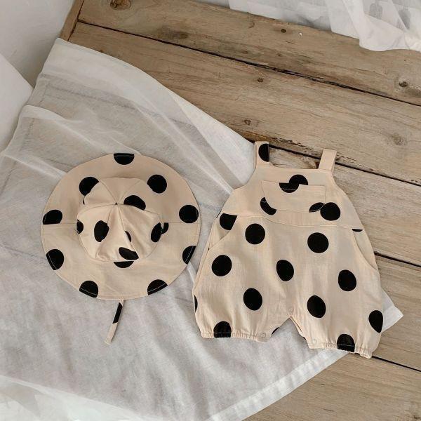 大波點寶貝袋吊帶爬服｜附帽 