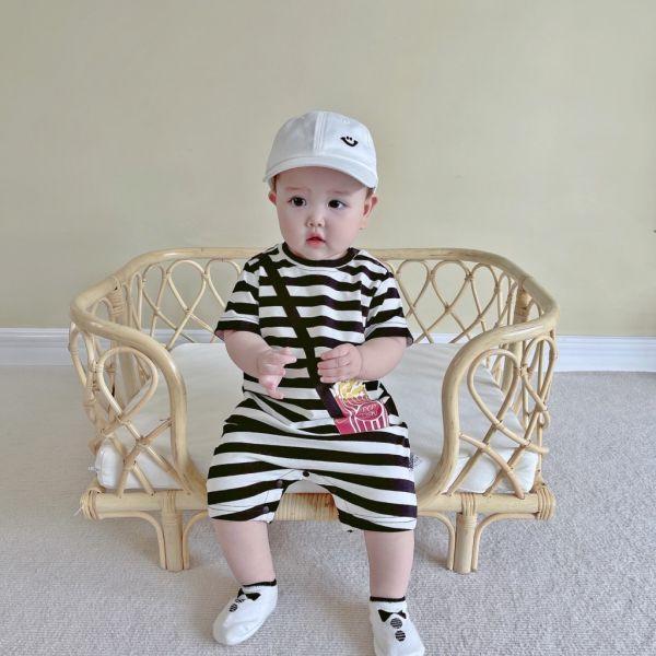 好逗趣爆米花條紋爬服 