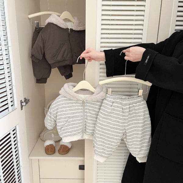 咘咘小熊加絨外套套裝 