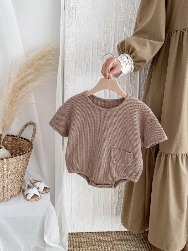 鬆餅格子小口袋包屁 