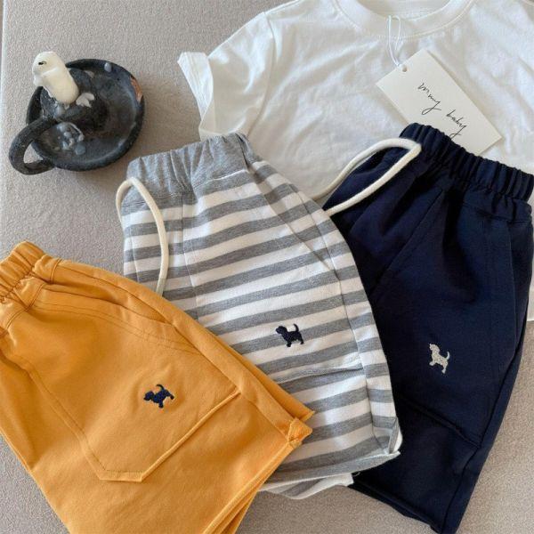 狗狗刺繡綁帶休閒短褲 