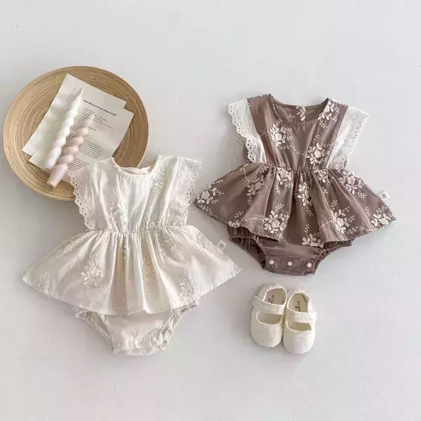 美美繡花無袖包屁裙 