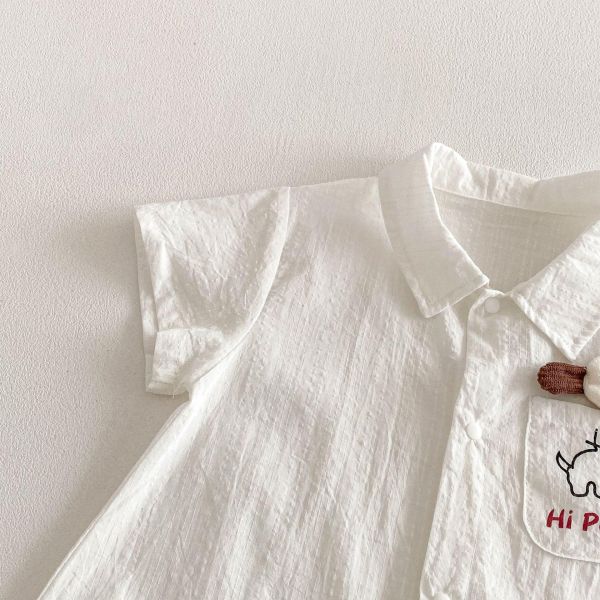 立體小白狗POLO領連身衣 