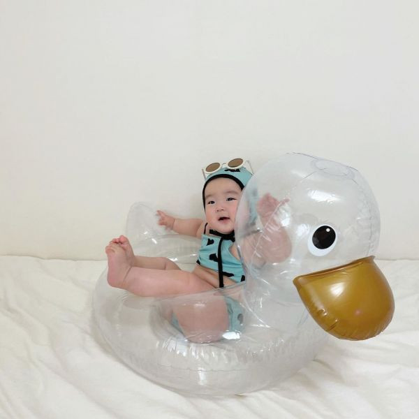 大鴨鴨透明游泳圈｜附打氣筒 