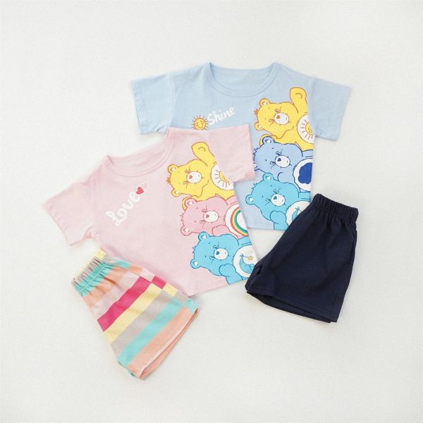 彩虹小熊條紋短袖兄妹裝 
