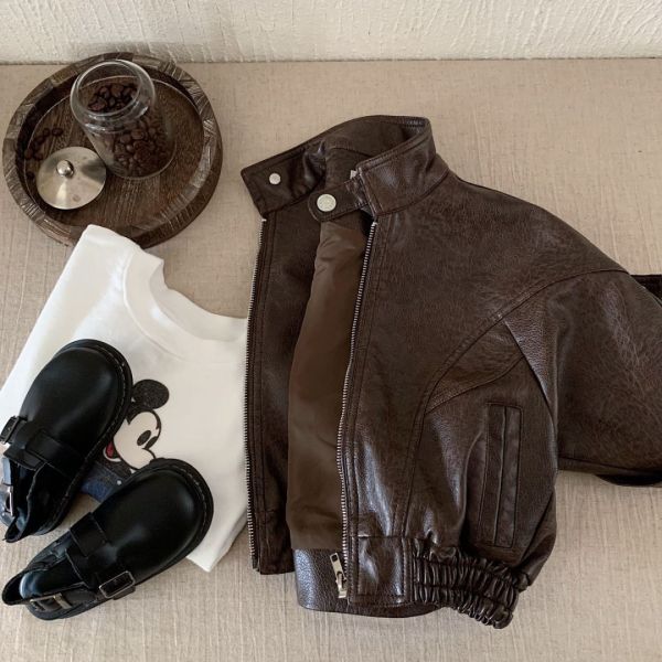 日系復古皮感帥氣外套 
