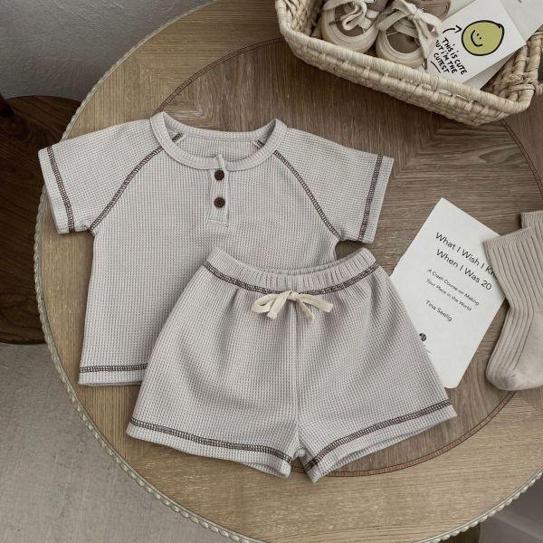 韓系冷色！華夫格素面套裝 