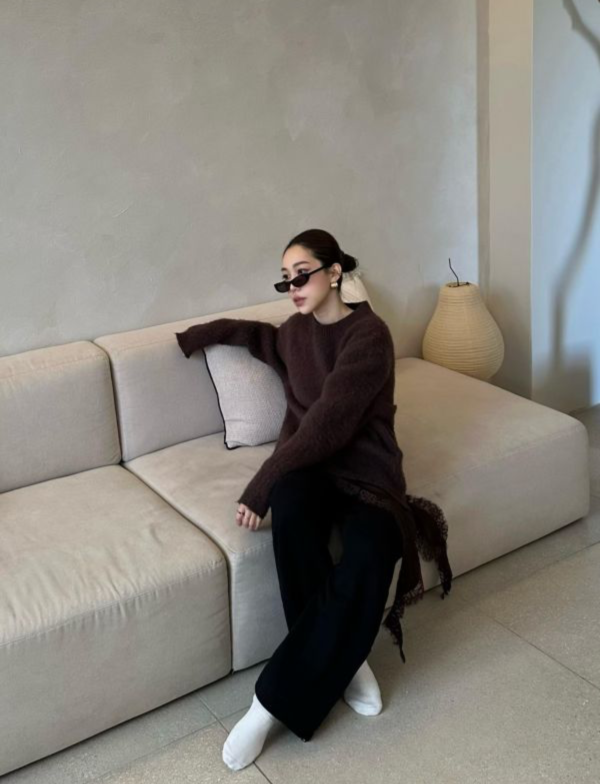 H01 *現貨* 馬海毛厚磅毛衣（咖) 