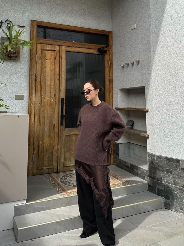 H01 *現貨* 馬海毛厚磅毛衣（咖) 