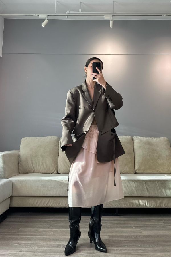 H19 *現貨 可甜可鹹 層次紗半裙(粉，可拆) 