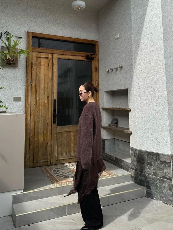 H01 *現貨* 馬海毛厚磅毛衣（咖) 