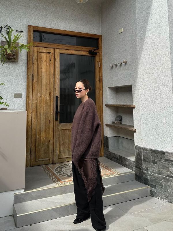 H01 *現貨* 馬海毛厚磅毛衣（咖) 