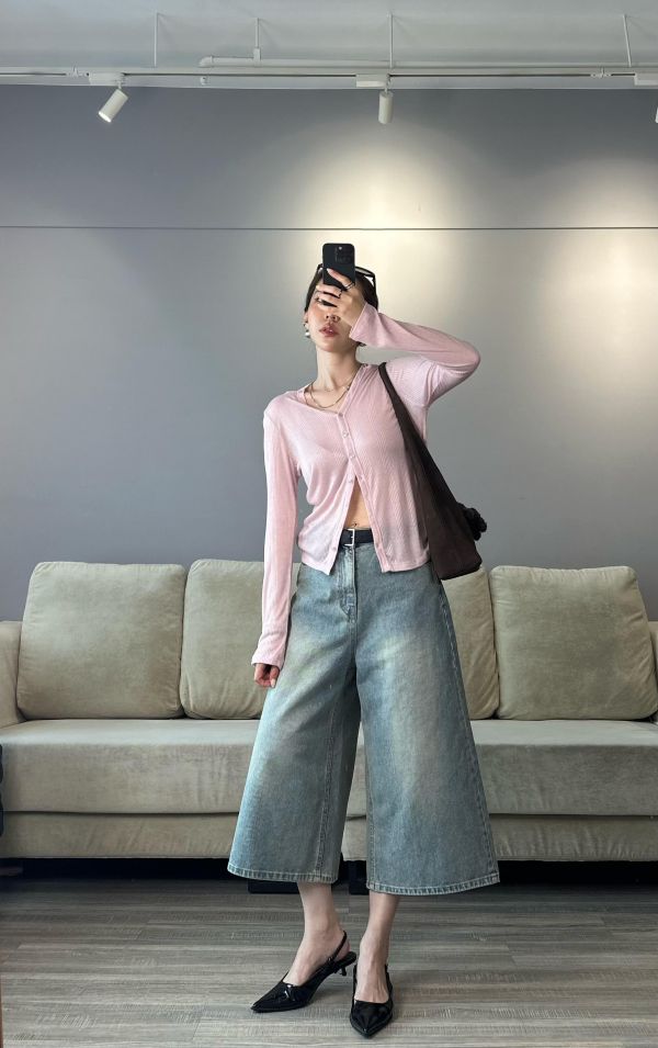 JP17 Tailor粉必收 隨便搭都時髦七分牛仔褲(水洗藍，S/M) 