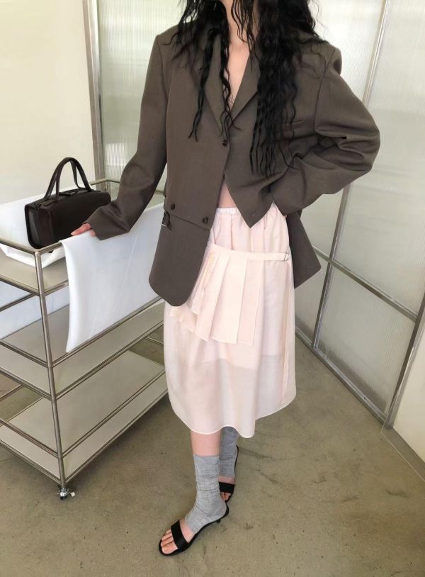 H19 *現貨 可甜可鹹 層次紗半裙(粉，可拆) 