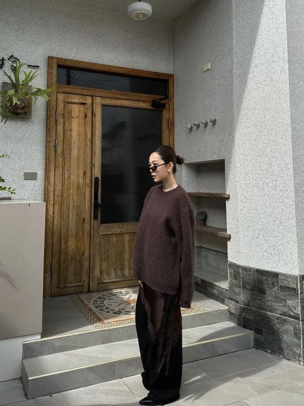 H01 *現貨* 馬海毛厚磅毛衣（咖) 