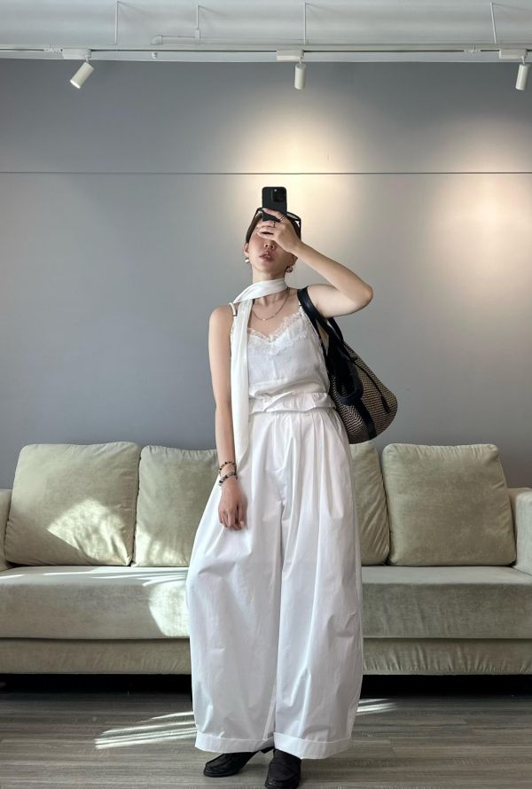 JP20 兩穿腰間抓褶卡其褲(白) 