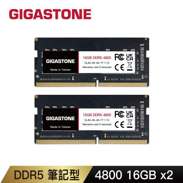 DDR5 4800MHz 筆記型記憶體 16GB/32GB DDR5 SO-DIMM, 288 pin 1.1V 16GB / 32GB Single Channel Dual Channel Unbuffered On-Die ECC CL40 原生 38,400MB/s PC5-38400