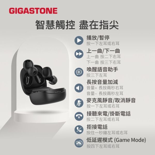 GIGASTONE 藍牙5.4 IPX4 真無線藍牙耳機｜遊戲低延遲/藍芽耳機/抗噪真無線/防水 Gigastone TM1 , ENC,ANC抗噪, 真無線藍牙耳機、藍牙耳機、TWS 藍牙耳機、無線耳機、藍牙 5.4 耳機、入耳式藍牙耳機、Hi-Fi 藍牙耳機