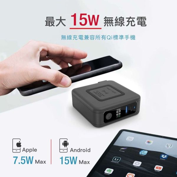 GIGASTONE 20W Qi無線旅充行動電源 10000mAh QP-10200B｜適用 iPhone17/三星/華為/華碩手機等裝置快充/自帶插頭 Gigastone,4合1,Qi,無線,旅充,行動電源,QP-10200B,USB,Type-C,10000mAh,PD3.0,無線充電,15W,Typec,大容量行動電源,Switch, Mac ,同時充電,iPhone13,FCC,BSMI,iPhone13,iPhone14