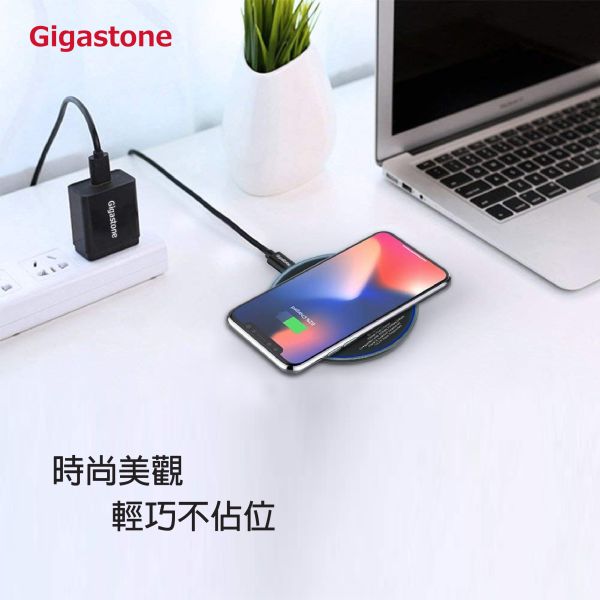 GIGASTONE 15W快充無線充電盤 GA-9700B｜LED指示燈/支援iPhone、AirPods、安卓手機、藍牙耳機 Gigastone GA-9700B, GA-9700, QC3.0, 高速輸入, Qi, 無線快充, 快充,相容, 兼容, 充電盤