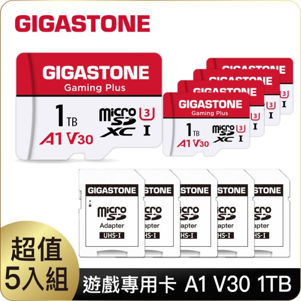 【五入組】GIGASTONE Gaming Plus 遊戲記憶卡 A1 V30 U3 microSD UHS-I｜五年保固，適用 Switch，Steam Deck，手機平板 【五入組】GIGASTONE Gaming Plus 遊戲記憶卡 A1 V30 U3 microSD UHS-I 1TB/512GB/256GB/128GB/64GB/32GB｜五年保固,適用 Switch、Steam Deck、手機平板