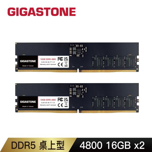 DDR5 4800MHz 桌上型記憶體 16GB/32GB DDR5 Long-DIMM, 288 pin 1.1V 16GB / 32GB Single Channel Dual Channel Unbuffered On-Die ECC CL40 原生 38,400MB/s PC5-38400