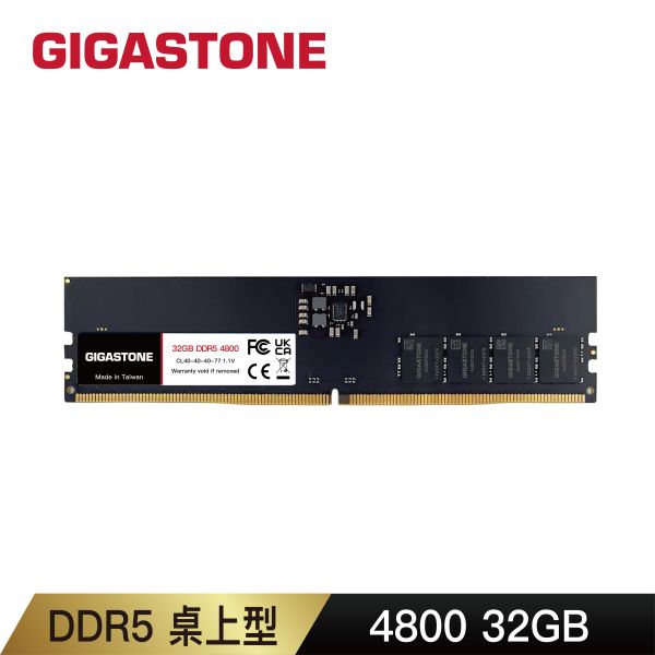 DDR5 4800MHz 桌上型記憶體 16GB/32GB DDR5 Long-DIMM, 288 pin 1.1V 16GB / 32GB Single Channel Dual Channel Unbuffered On-Die ECC CL40 原生 38,400MB/s PC5-38400