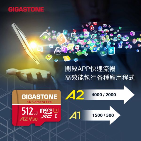 GIGASTONE 4K 攝影高速記憶卡 Camera Pro A2 V30 U3 microSD UHS-I｜五年資料救援系列，適用 GoPro 運動相機, DJI 空拍機，附SD轉接卡 GIGASTONE 4K 攝影高速記憶卡 Camera Pro A2 V30 U3 microSD UHS-I 1TB/512GB/256GB/128GB/64GB/32GB｜五年資料救援系列,適用 GoPro 運動相機, DJI 空拍機,附SD轉接卡
