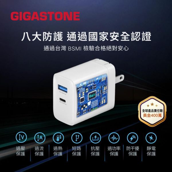 GIGASTONE  45W GaN氮化鎵 雙孔充電器｜適用iPhone Neo筆電 平板 Type-C PD快充 一年保固 GIGASTONE 45W GaN氮化鎵 雙孔充電器 PD-6450W｜適用iPhone Neo筆電 平板 Type-C PD快充 一年保固