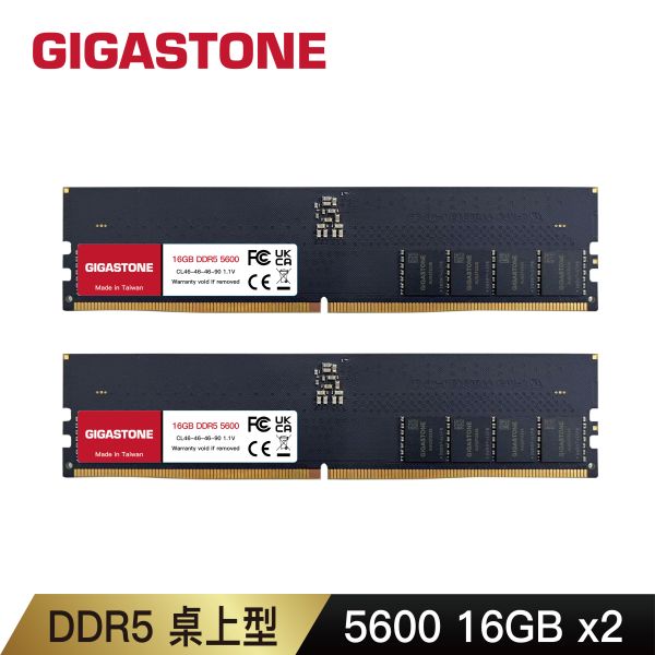 DDR5 5600MHz 桌上型記憶體 16GB/32GB DDR5 Long-DIMM, 288 pin 1.1V 16GB / 32GB Single Channel Dual Channel Unbuffered On-Die ECC CL40 原生 44,800MB/s PC5-44800