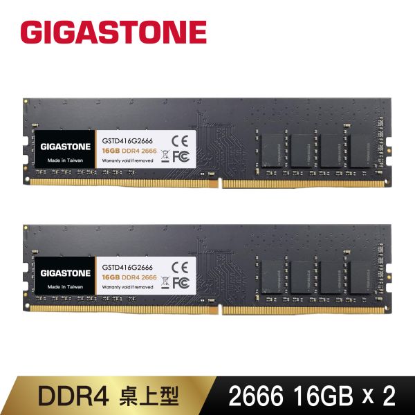 DDR4 2666 16GB 桌上型記憶體 (PC專用/16GB) DDR4,2666MHz,32GB,桌上型記憶體,2入組Gigastone,Intel,AMD,DRAM16GB,UDIMM,5年保固