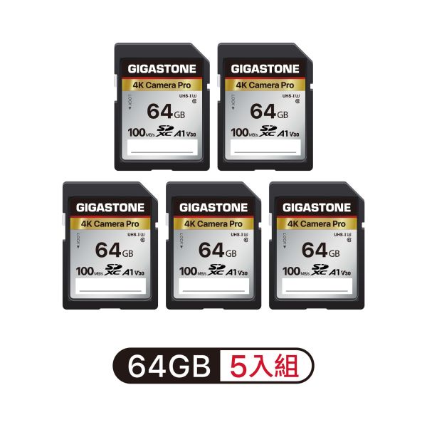 【五入組】4K 攝影卡｜SD 1A V30 U3 C10｜64GB-128GB Gigastone,64GB,SDXC,SD,UHS-I,U3,A1V30,4K記憶卡,64G,單眼相機,攝錄影機,專用記憶卡4K,高畫質錄影,防水,防震,防X光,傳輸速度,100MB/s