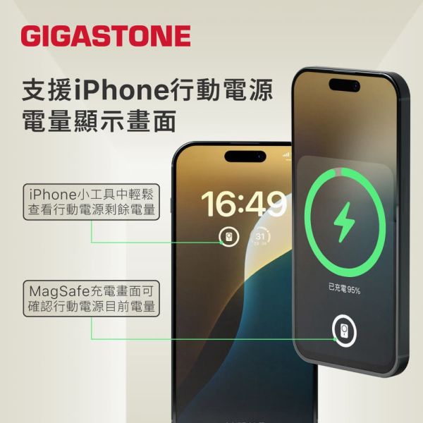 GIGASTONE 15W磁吸無線行動電源 5000mAh｜支持MagSafe/Qi雙標準/適用於iPhone，AirPods，三星，安卓手機，Qi耳機 GIGASTONE,MP-5000GO,15W,磁吸無線行動電源,5000mAh,MagSafe,Qi無線充,雙標準,無線快充,磁吸行動電源,iPhone 相容,AirPods 相容,Android 相容,三星 相容,Qi 耳機,Type-C 快充,輕薄行動電源,隨身無線充電,磁吸無線充電寶