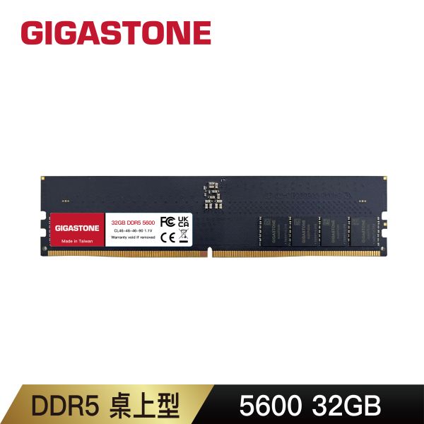 DDR5 5600MHz 桌上型記憶體 16GB/32GB DDR5 Long-DIMM, 288 pin 1.1V 16GB / 32GB Single Channel Dual Channel Unbuffered On-Die ECC CL40 原生 44,800MB/s PC5-44800