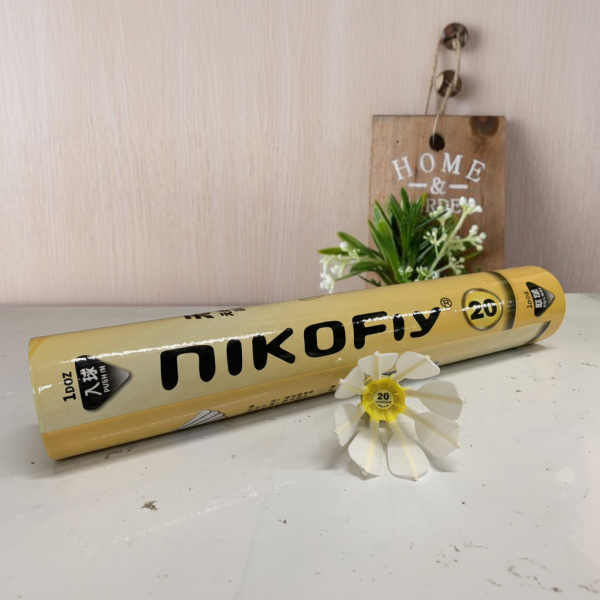 nikofly 黃色20號三合一八根羽毛羽毛球 【 大陸製 x 鴨/鵝毛 x 耐打】 12入 