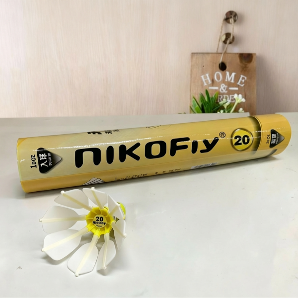 nikofly 黃色20號三合一八根羽毛羽毛球 【 大陸製 x 鴨/鵝毛 x 耐打】 12入 