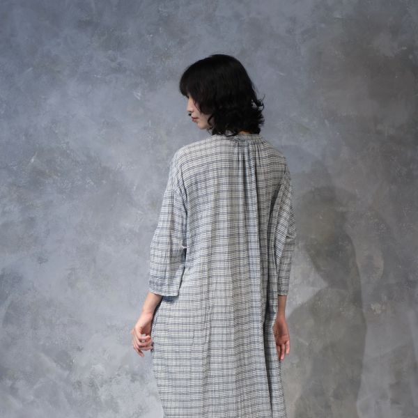 【Maku Textile】AMCO_651 手織,手紡紗,洋裝,蠶絲,植物染,草木染