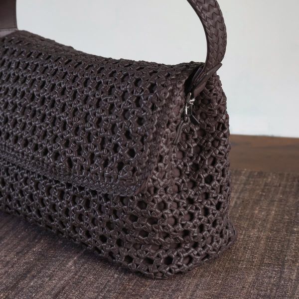 【Allan K】Caroline Large 皮革編織包（灰棕色） 皮包,皮革,皮革編織,羊皮,肩背包,手工皮革編織,手工,包包