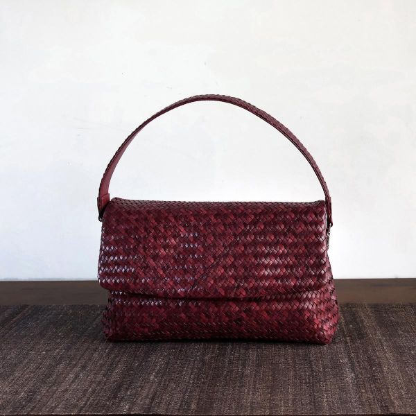 【Allan K】Caroline Large 皮革編織包（酒紅色） 皮包,皮革,皮革編織,牛皮,肩背包,手工皮革編織,手工,包包