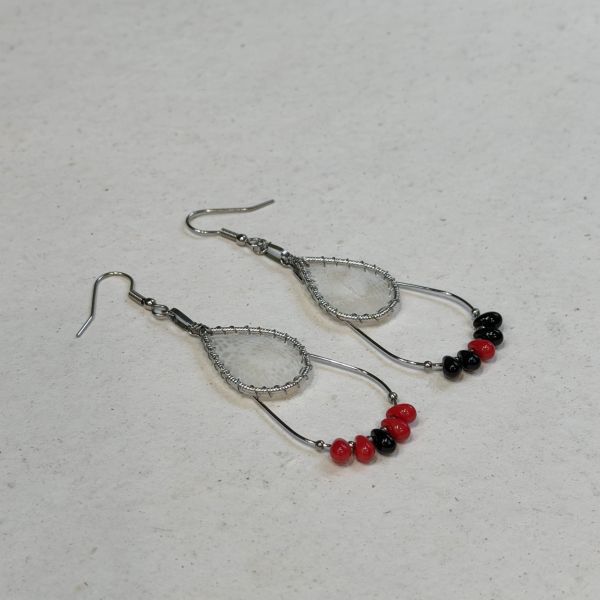 【藍珊瑚】龍魚魚鱗耳環 龍魚魚鱗,耳環,海洋廢物,魚骨,骨頭,藍珊瑚,珊瑚,銅鍍金