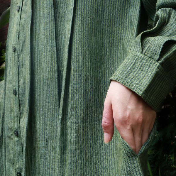 【Maku Textile】MOSS洋裝外套 手織,手紡紗,洋裝,亞麻,植物染,草木染