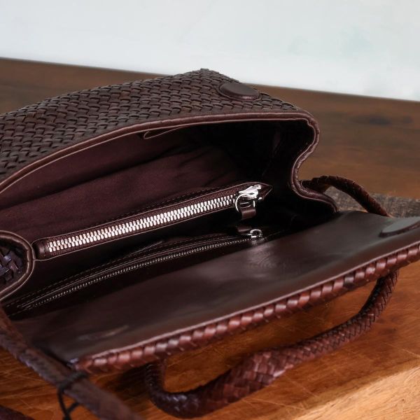 【Allan K】Caroline DJ 皮革編織包（深棕色） 皮包,皮革,皮革編織,牛皮,肩背包,手工皮革編織,手工,包包