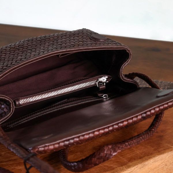 【Allan K】Caroline DJ 皮革編織包（深棕色） 皮包,皮革,皮革編織,牛皮,肩背包,手工皮革編織,手工,包包