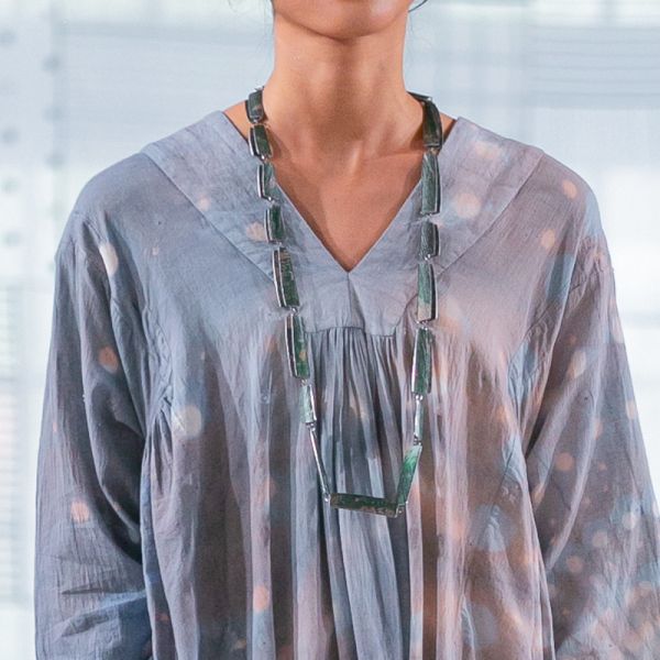 【Maku Textile】Oshun自由創作洋裝_小渕裕染製 手織,手紡紗,洋裝,泥染,弁柄染,礦物染,卡蒂棉,蠶絲