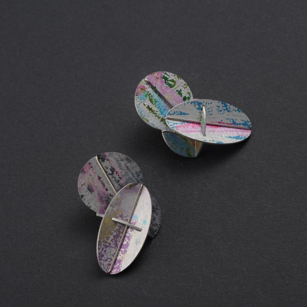 【江枚芳 Meifang Chiang Metal Arts】折葉耳夾式耳環 Folded Leaves 耳環,耳夾,鋁,陽極處裡
