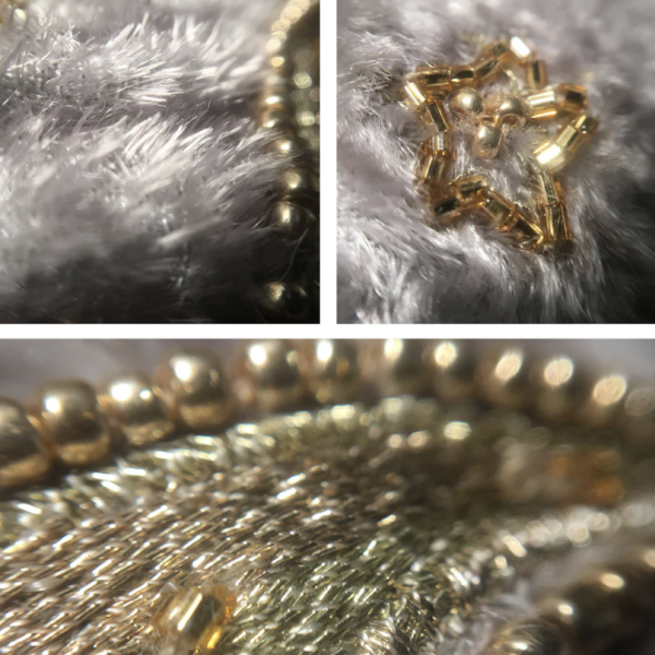 【Namjosh】手工珠繡髮箍＿銀色絨布月亮 髮夾、髮飾、手工刺繡