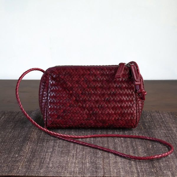 【Allan K】Wesley Mini 皮革編織包（酒紅色） 皮包,皮革,皮革編織,牛皮,肩背包,手工皮革編織,手工,包包