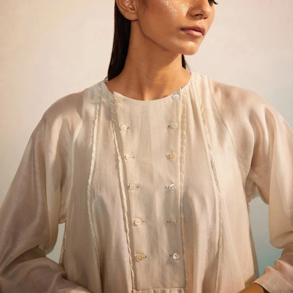 【AHMEV】Midori洋裝 手織,手紡紗,洋裝,蠶絲,錢德里綢,Chanderi