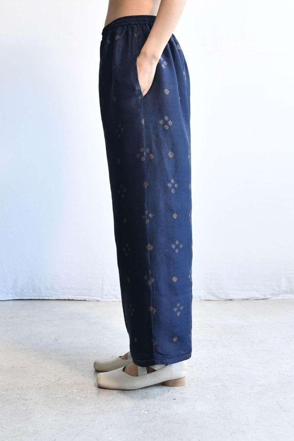 【Maku Textile】PAJAMA長褲_221/NAVY 手織,手紡紗,褲,絲,蠶絲,植物染,草木染